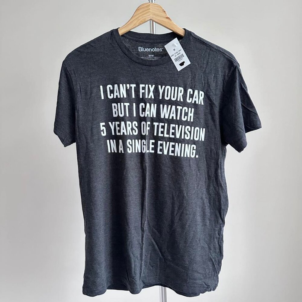 NWT Children Bluenotes Tee, Dark Grey/White, Size M